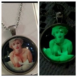 Glow in the dark Marilyn Monroe cabochon necklace